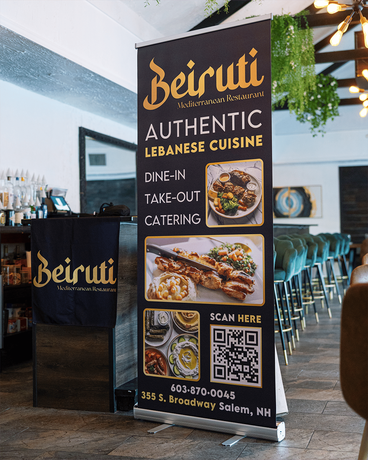Retractable banner for Beiruti Lebanese restaurant