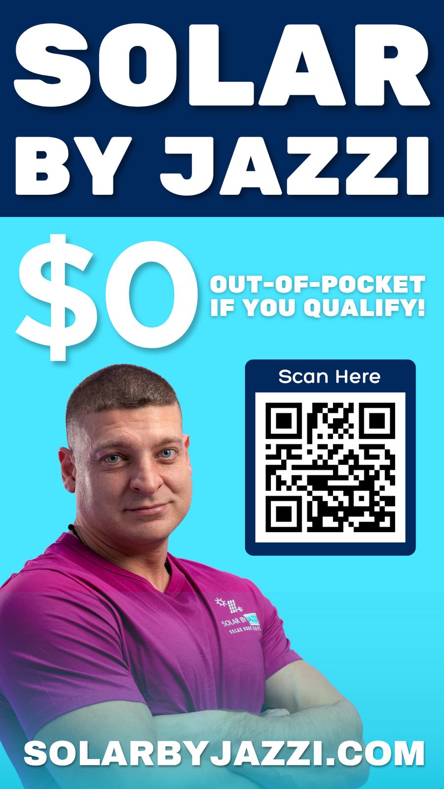 Digital poster ad with QR code for Solar by Jazzi