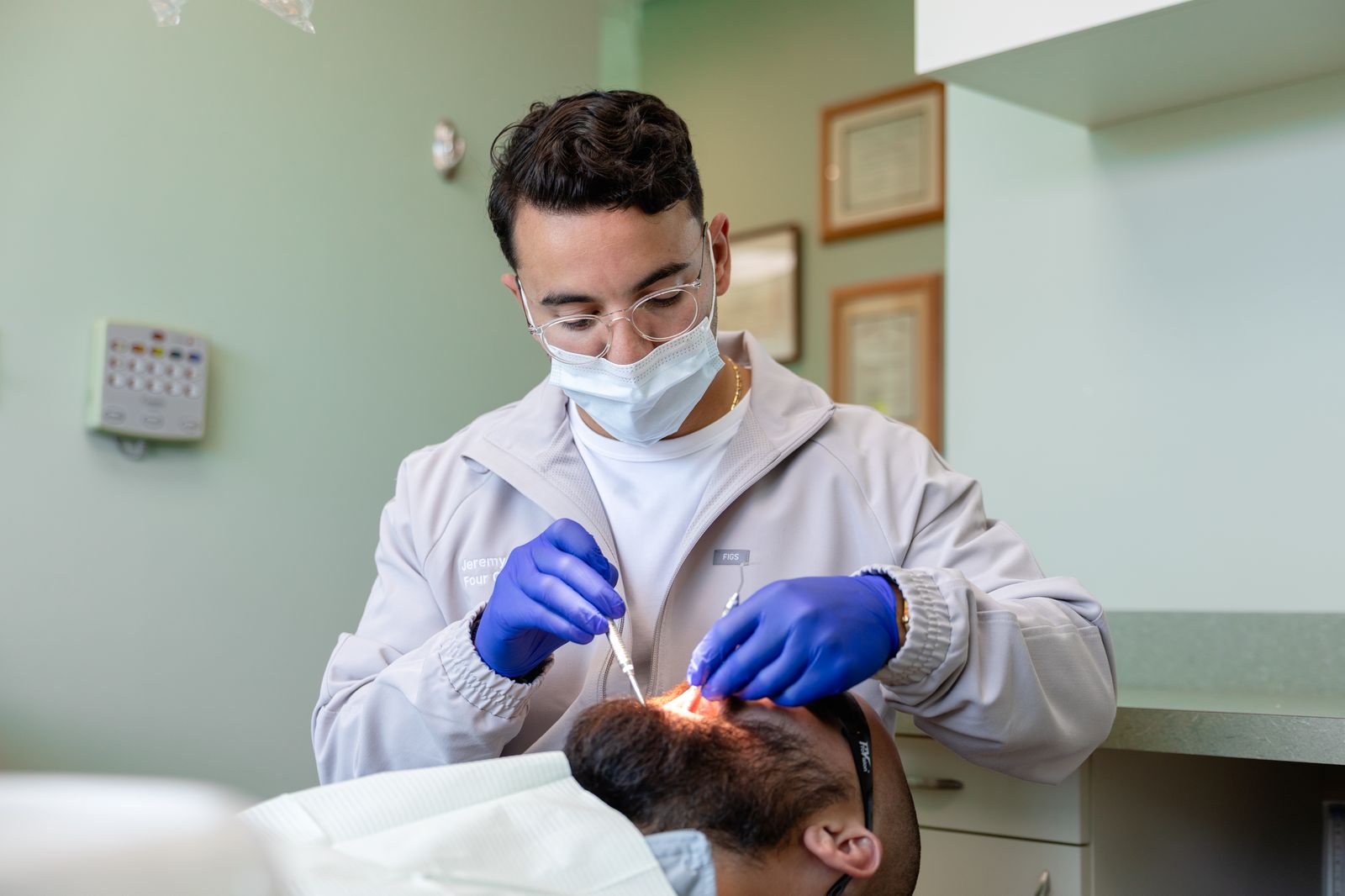 Dentist with a patient