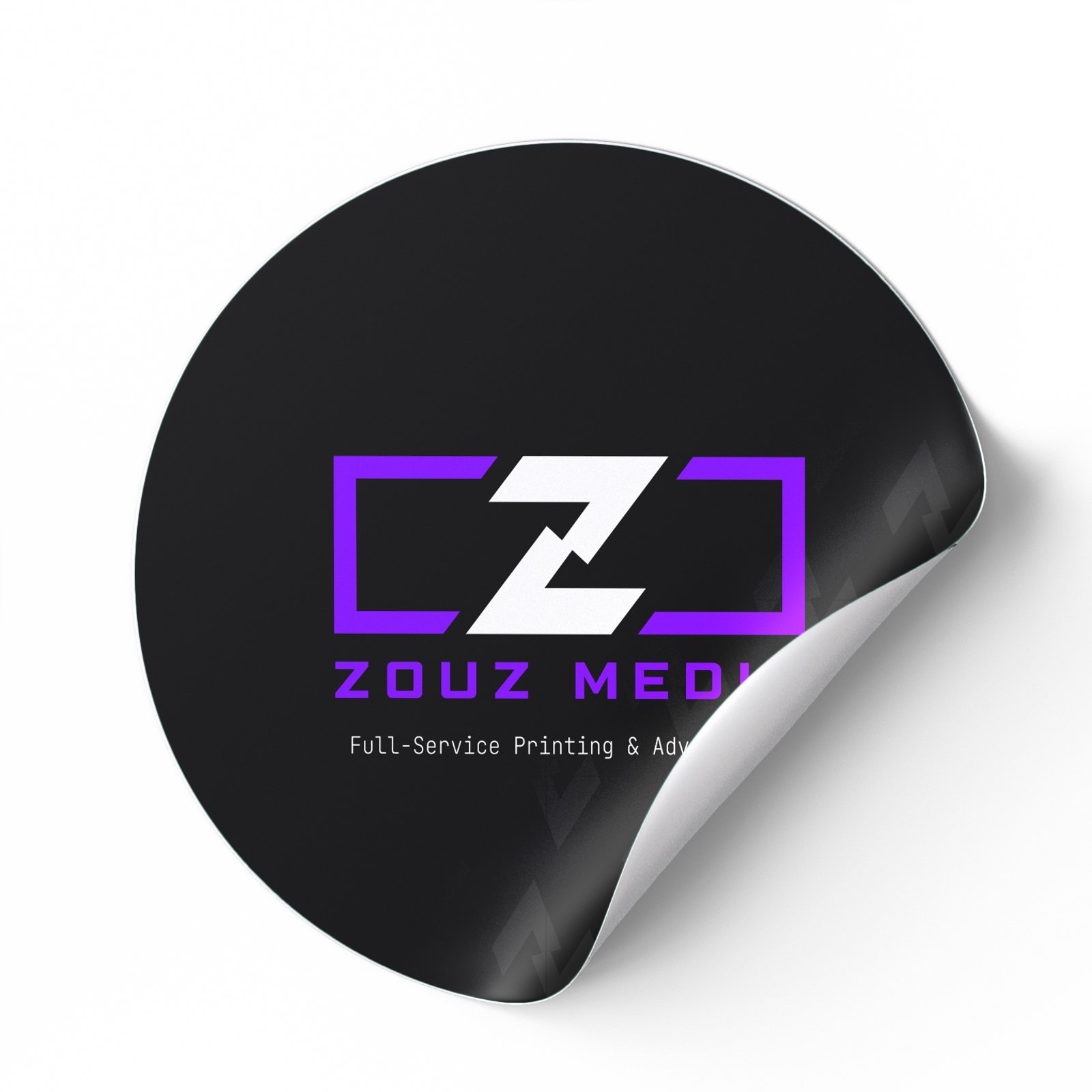 Custom printed Zouz Media stickers