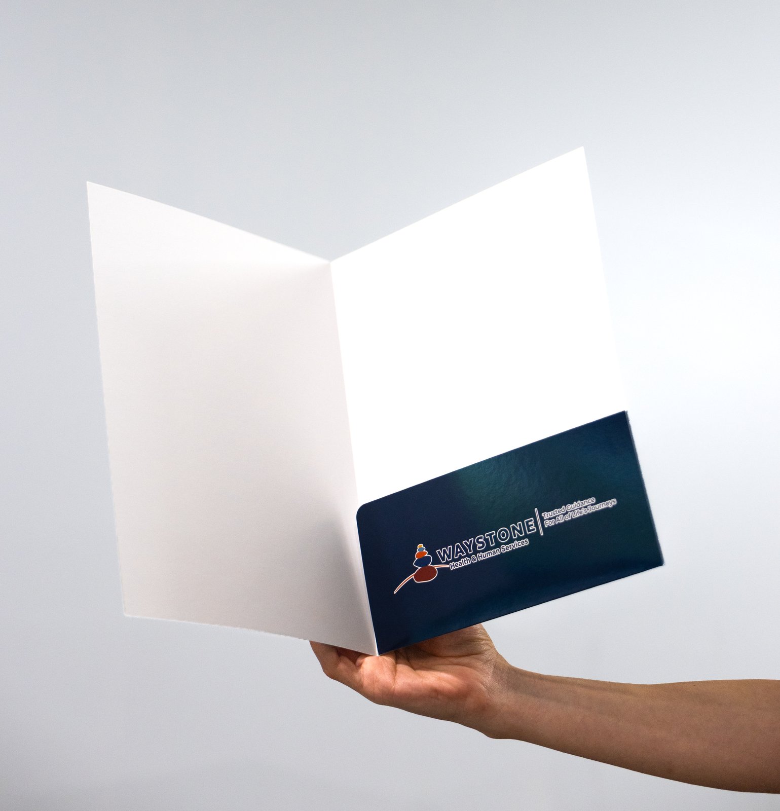 Presentation folder with a business card