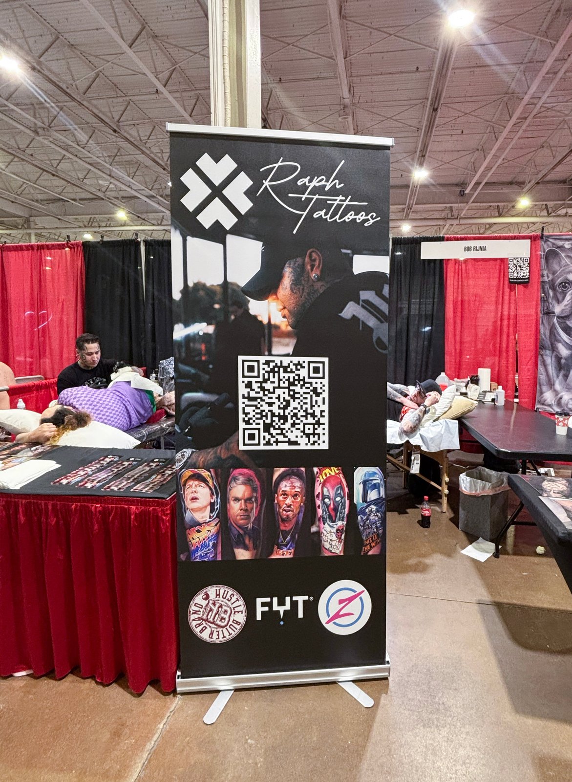 Retractable banner at a trade show booth