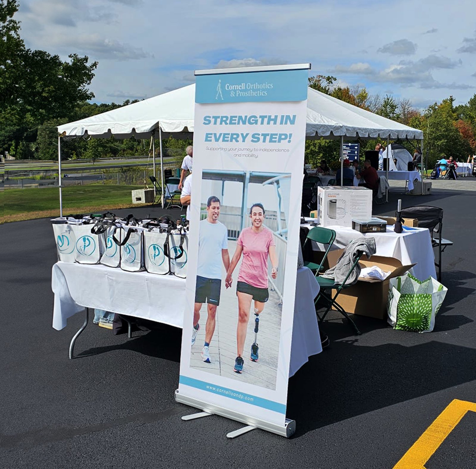Retractable banner at an outdoor event