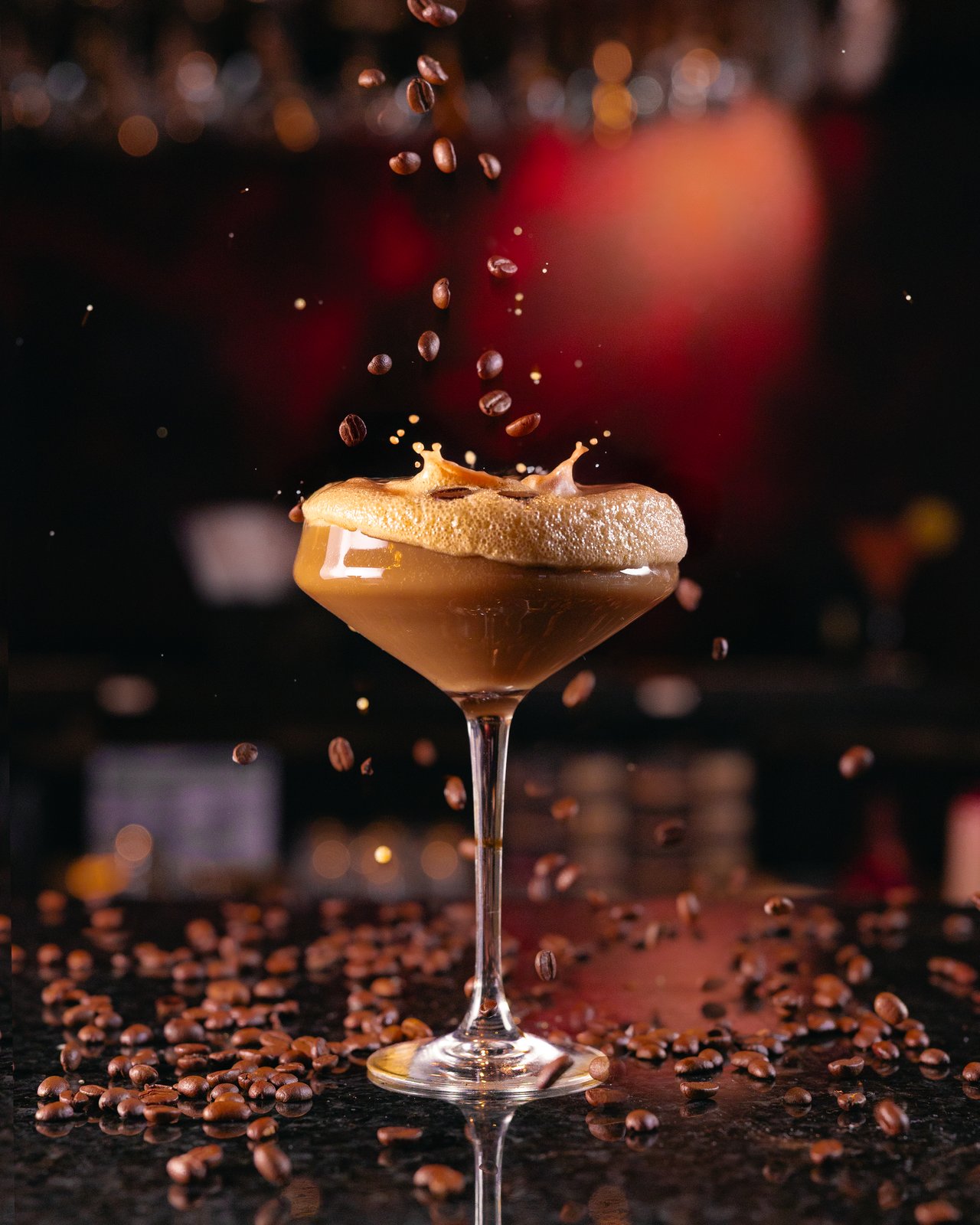 Styled cocktail photographed for a restaurant menu