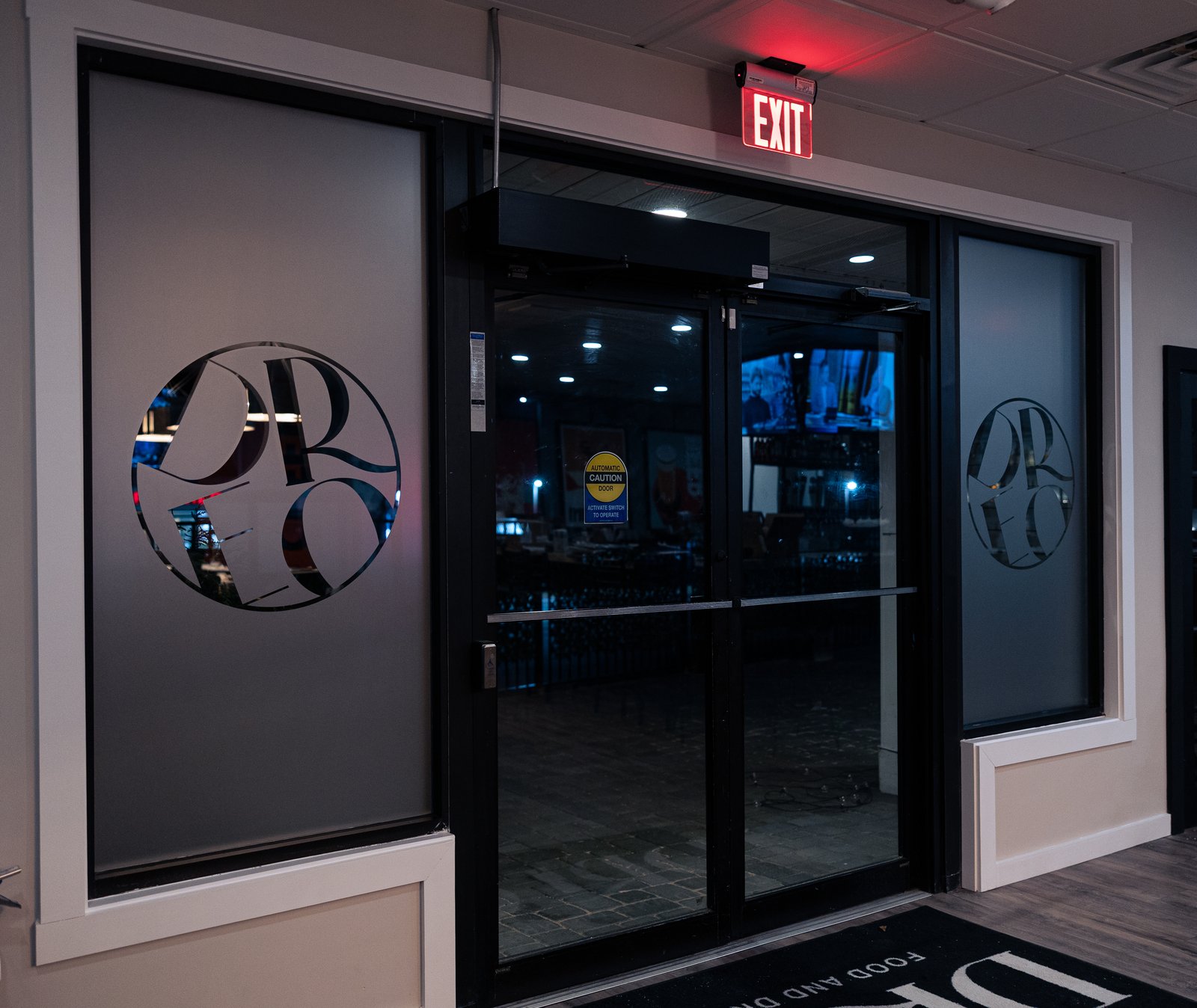 Frosted window film installed on office glass