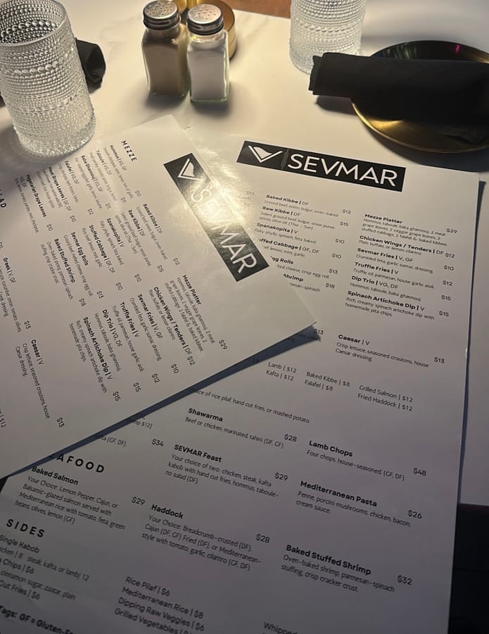 Printed restaurant menus