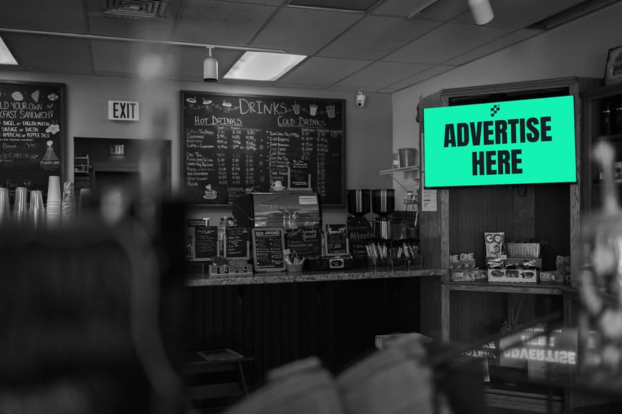 Pixel Billboards screen inside a local business