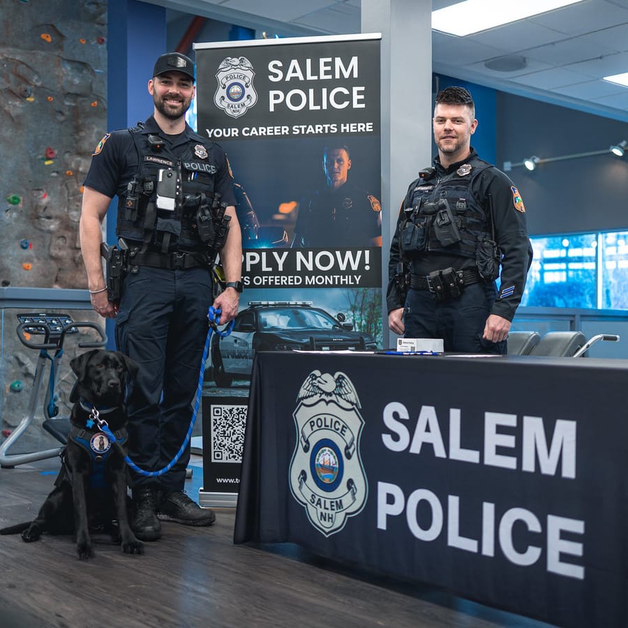 Community recruiting table with a printed table cover